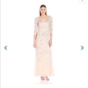Adrianna Papell Blush Beaded Gown